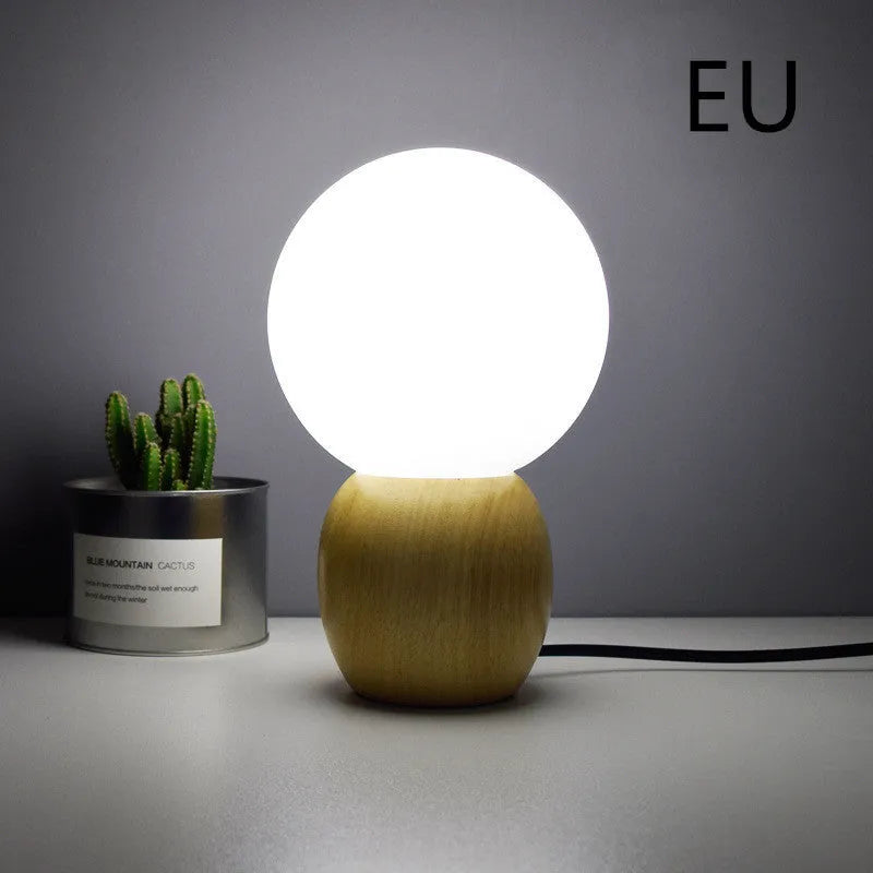 Large Nordic style glass table lamp with push-button switch and LED light
