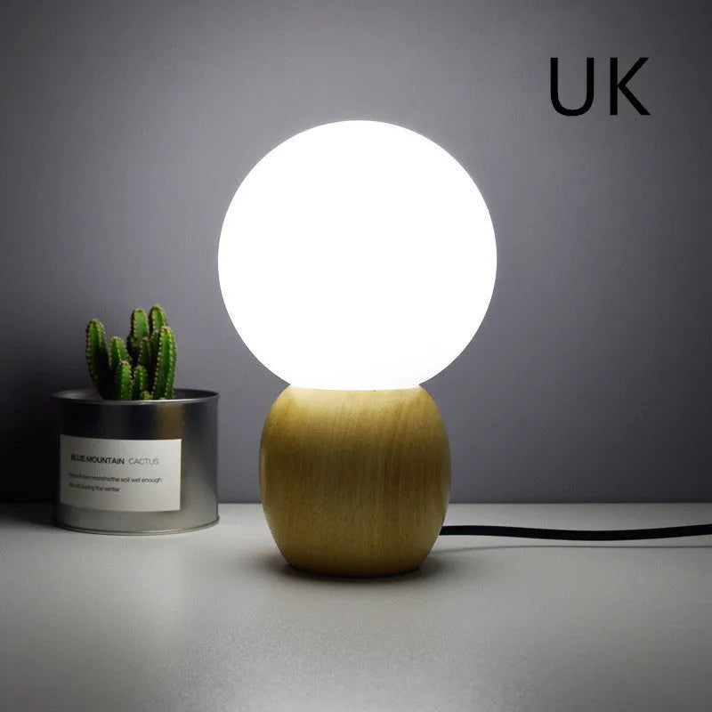Large Nordic style glass table lamp with push-button switch and LED light