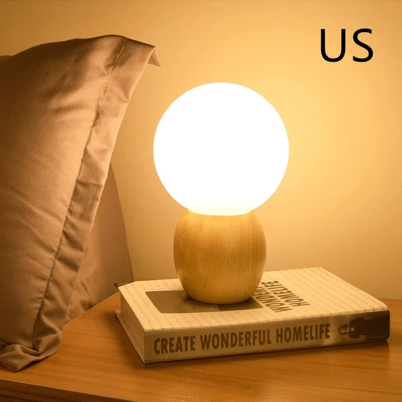 Large Nordic style glass table lamp with push-button switch and LED light