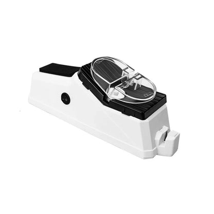 Powerful electric knife sharpener with dual sharpening slots, protective cover, and ergonomic design for quick and easy blade renewal.