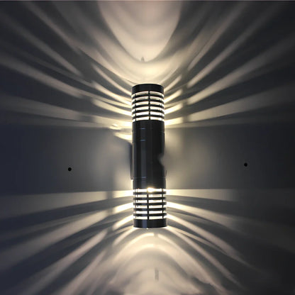 Double head wall lamp with aviation aluminium construction measuring 240x90x65mm with multiple colour LED options