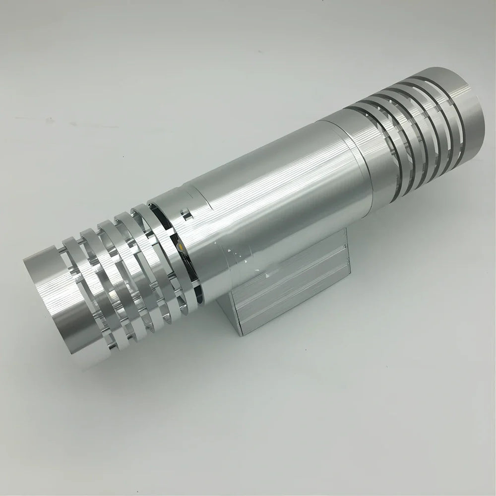 Double head wall lamp with aviation aluminium construction measuring 240x90x65mm with multiple colour LED options