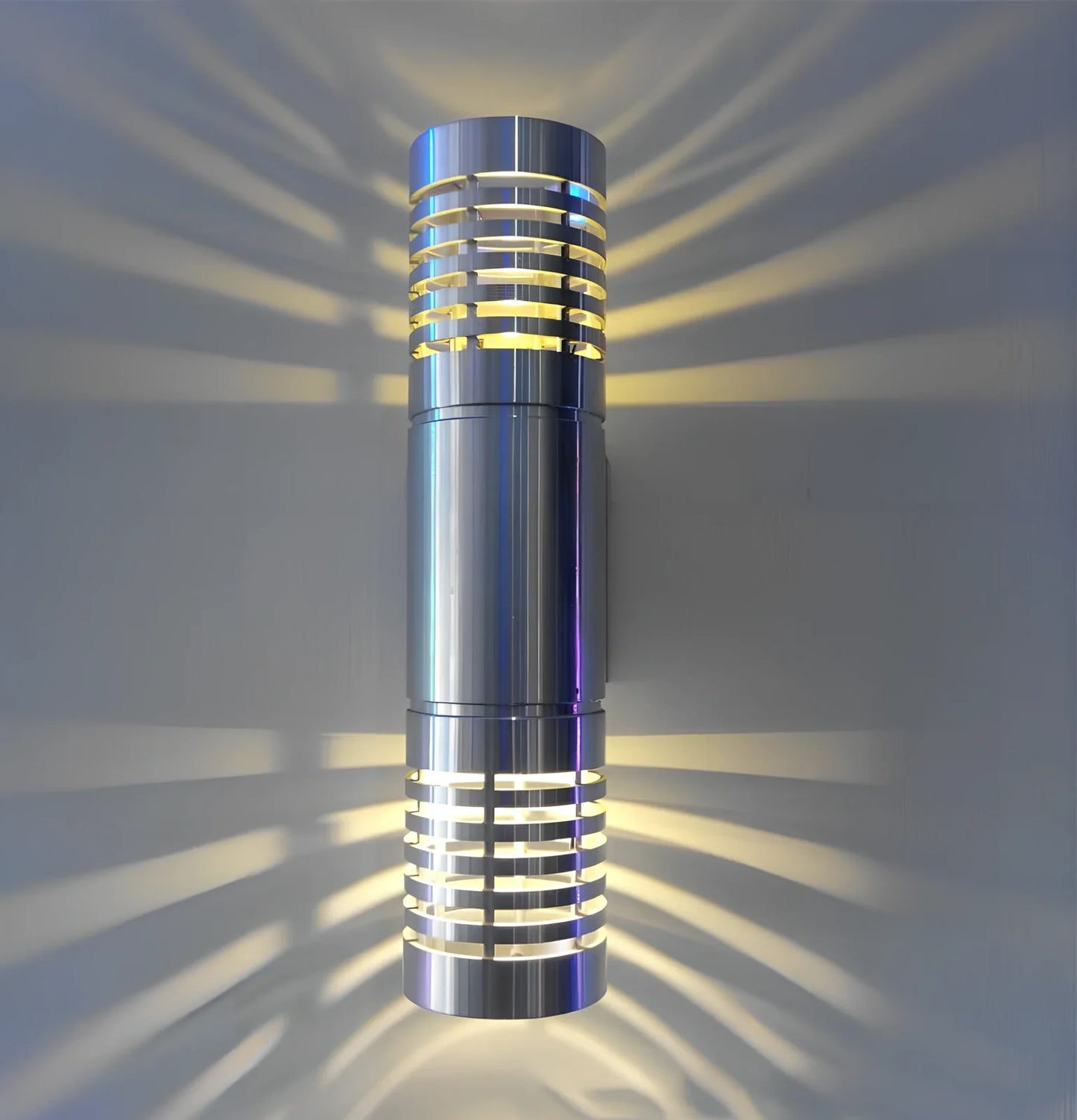 Double head wall lamp with aviation aluminium construction measuring 240x90x65mm with multiple colour LED options