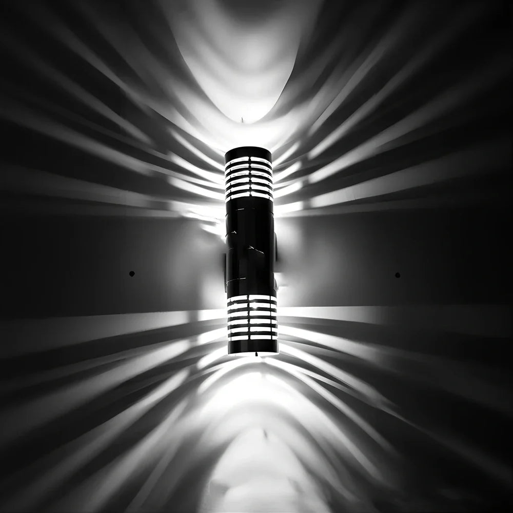 Double head wall lamp with aviation aluminium construction measuring 240x90x65mm with multiple colour LED options