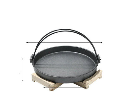 Cast Iron Japanese Shouxi Hanging Pot with fir wood lid for even cooking and flavor retention