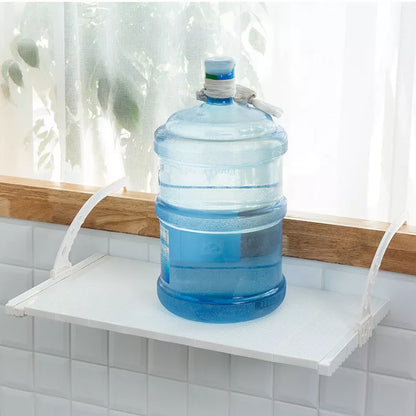 Adjustable hanging window sill drying rack in white and pink, 50x35cm