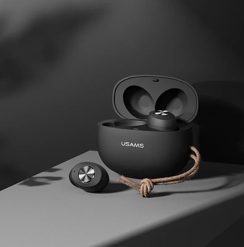 Wireless Bluetooth Mini TWS Binaural Headphones Pebble Series in black, green, or white with 4.4g earbuds and charging case