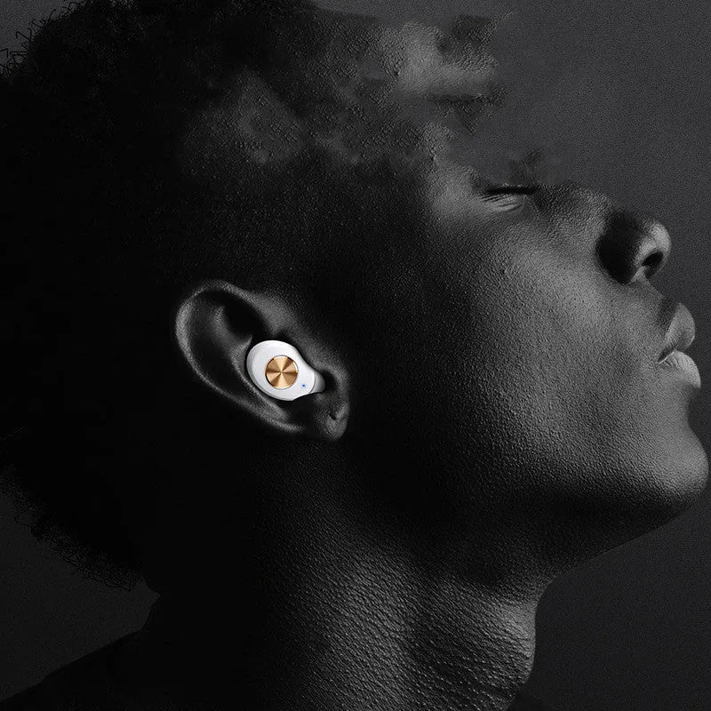 Wireless Bluetooth Mini TWS Binaural Headphones Pebble Series in black, green, or white with 4.4g earbuds and charging case