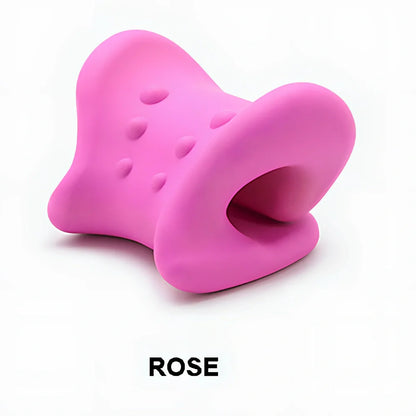 Magnetic cervical pillow with snail shape design showing six-point traction system and 13cm support height