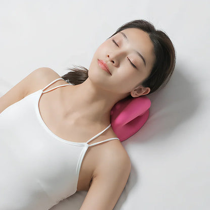Magnetic cervical pillow with snail shape design showing six-point traction system and 13cm support height