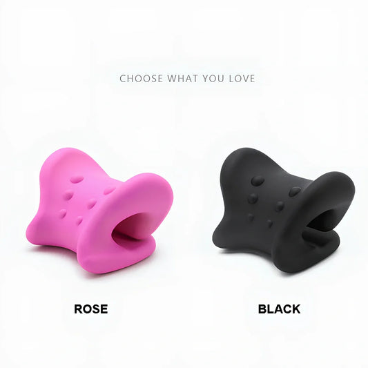 Magnetic cervical pillow with snail shape design showing six-point traction system and 13cm support height