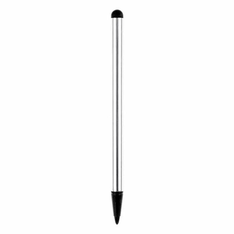 Dual-purpose touch screen stylus pen for mobile phones in silver, black, or red
