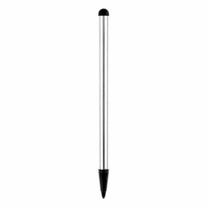 Dual-purpose touch screen stylus pen for mobile phones in silver, black, or red