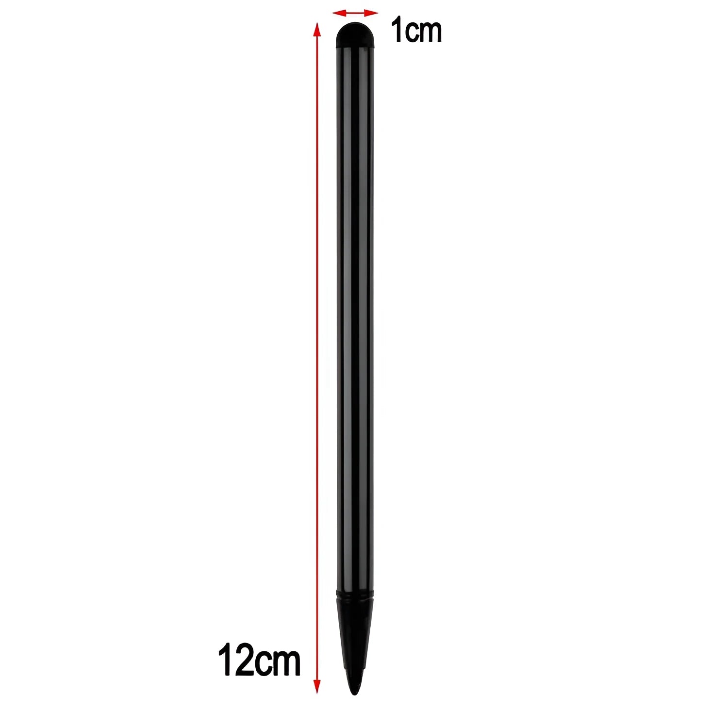 Dual-purpose touch screen stylus pen for mobile phones in silver, black, or red