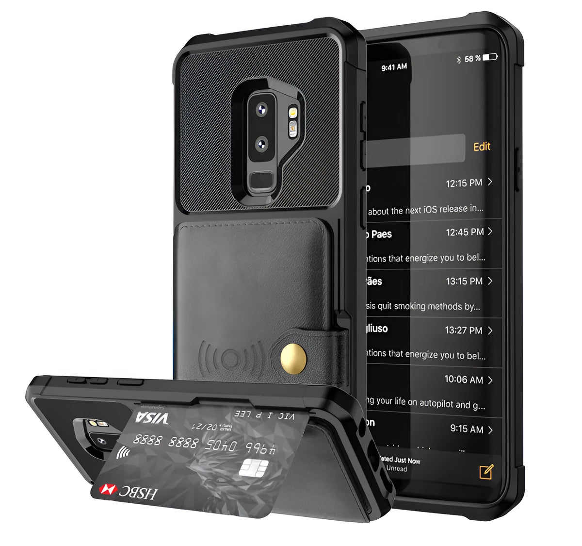 PU leather wallet flip phone case in five colours for Samsung Galaxy and iPhone models