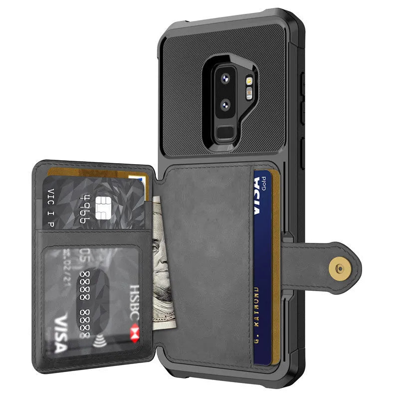 PU leather wallet flip phone case in five colours for Samsung Galaxy and iPhone models