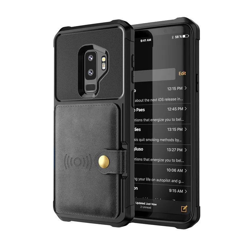 PU leather wallet flip phone case in five colours for Samsung Galaxy and iPhone models