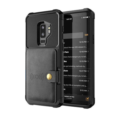 PU leather wallet flip phone case in five colours for Samsung Galaxy and iPhone models