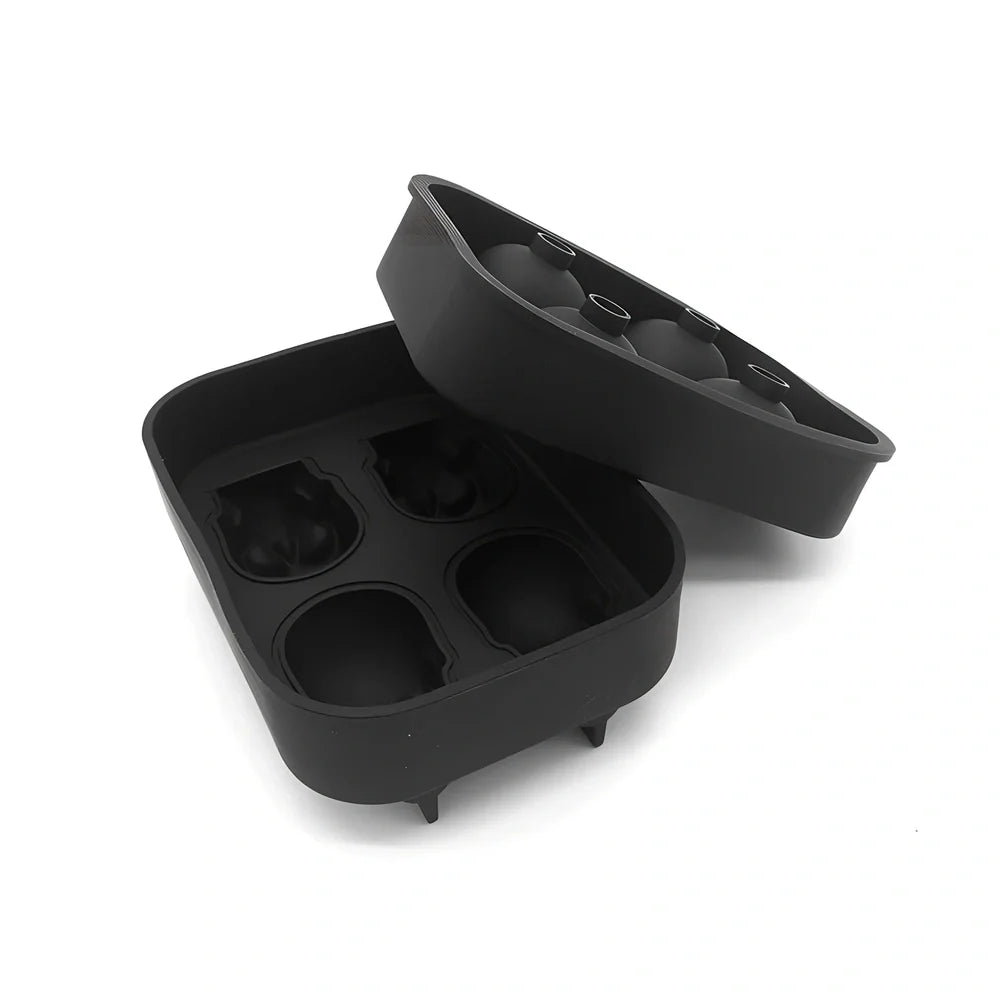 Silicone skull ice tray with detailed 3D cavities creating Halloween-themed ice sculptures