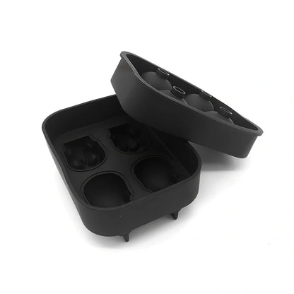 Silicone skull ice tray with detailed 3D cavities creating Halloween-themed ice sculptures