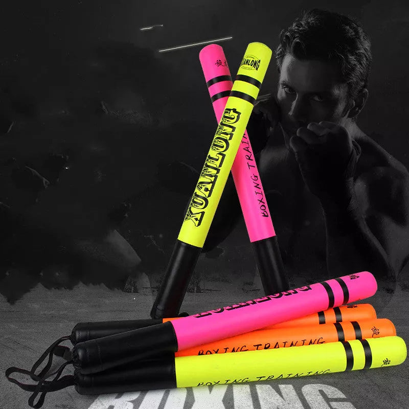 High-visibility boxing reaction stick for training, available in orange, green, and pink