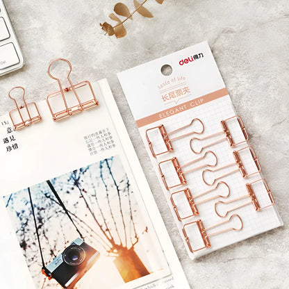 Rose gold metal binder set showing small and large sizes for ticket and paper organisation