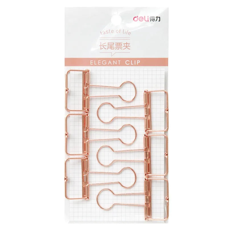 Rose gold metal binder set showing small and large sizes for ticket and paper organisation