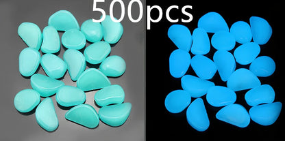 Blue, green, and white glow in the dark resin rocks for aquarium decoration with irregular shapes