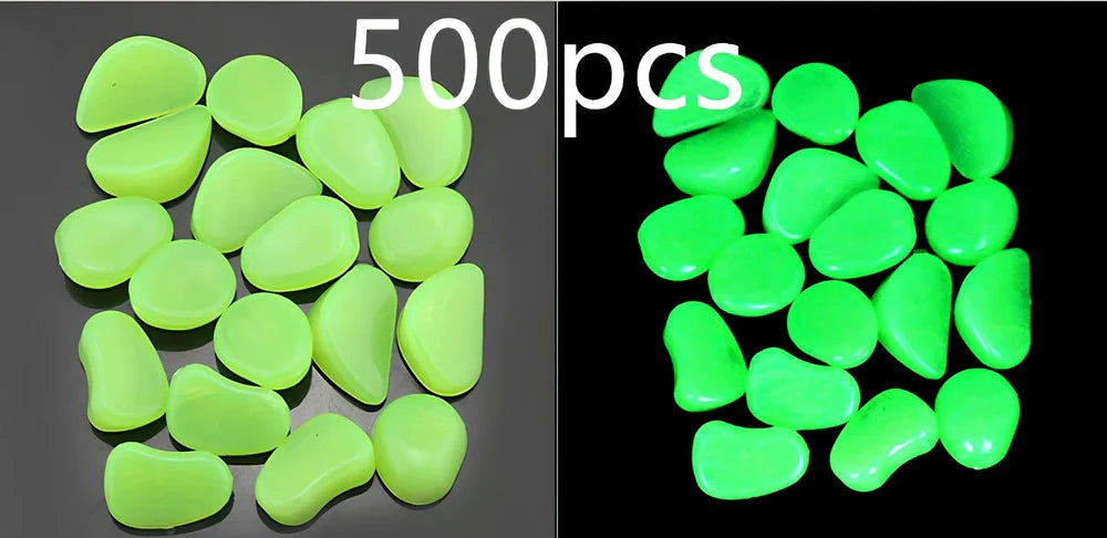 Blue, green, and white glow in the dark resin rocks for aquarium decoration with irregular shapes