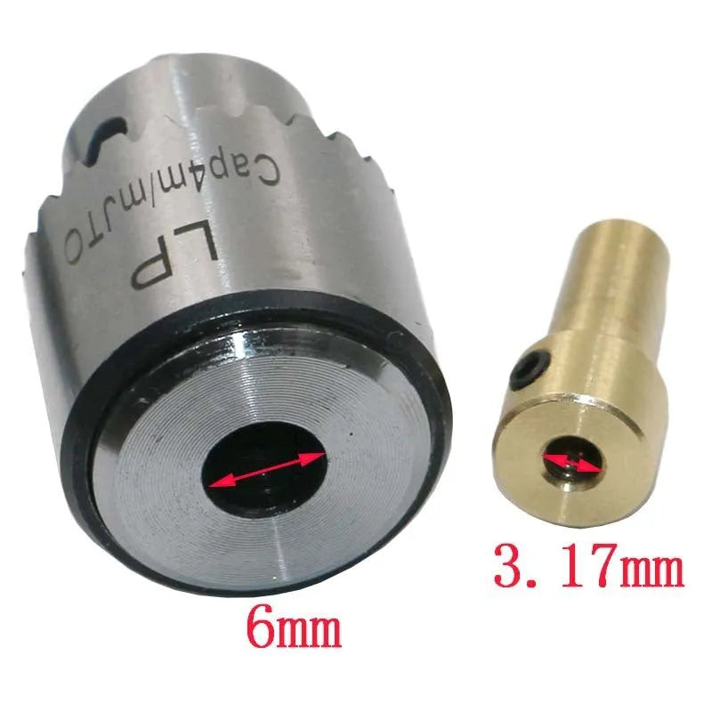 Hard alloy drill chuck set with sleeve mechanism and 3.17mm tail hole
