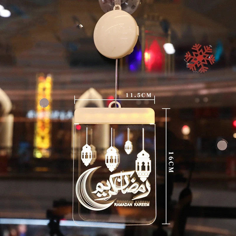 LED Ramadan Castle Moon Kerosene 3D Hanging Lamp with warm white light for festive decoration