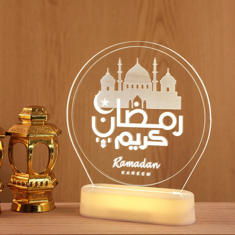 LED Ramadan Castle Moon Kerosene 3D Hanging Lamp with warm white light for festive decoration