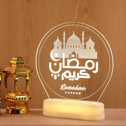 LED Ramadan Castle Moon Kerosene 3D Hanging Lamp with warm white light for festive decoration
