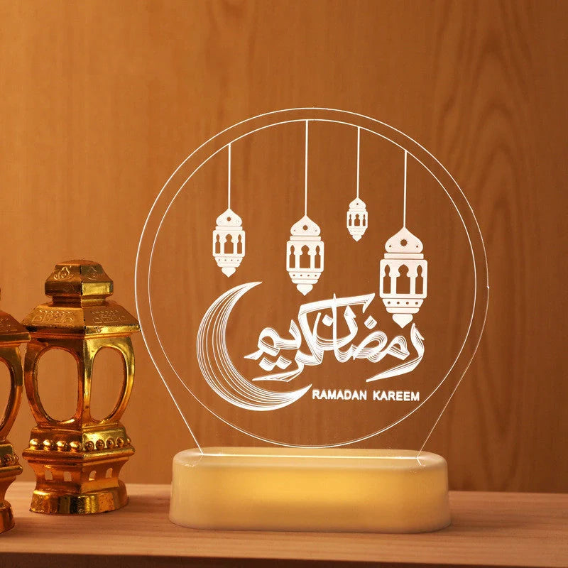 LED Ramadan Castle Moon Kerosene 3D Hanging Lamp with warm white light for festive decoration