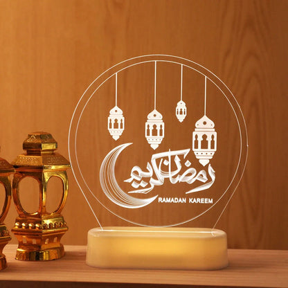 LED Ramadan Castle Moon Kerosene 3D Hanging Lamp with warm white light for festive decoration