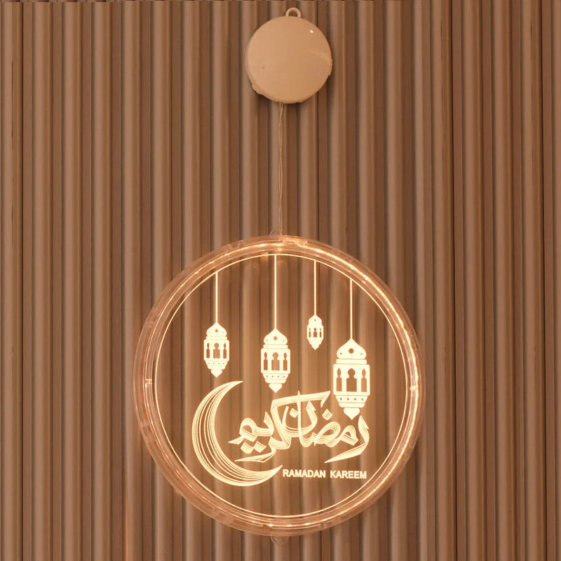 LED Ramadan Castle Moon Kerosene 3D Hanging Lamp with warm white light for festive decoration