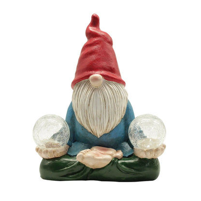 Solar LED resin dwarf doll outdoor garden decoration statue with automatic lighting