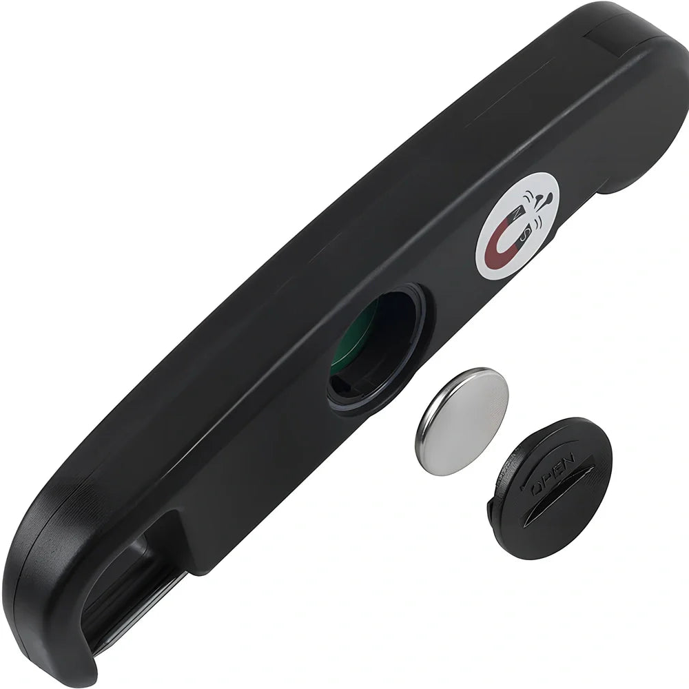 Black digital food thermometer showing temperature display with -50 to 300 degree range