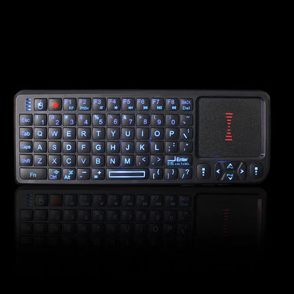 Black wireless mini keyboard with touch screen measuring 151×59×12.5mm for teaching presentations