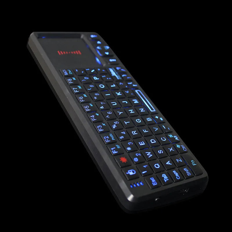 Black wireless mini keyboard with touch screen measuring 151×59×12.5mm for teaching presentations