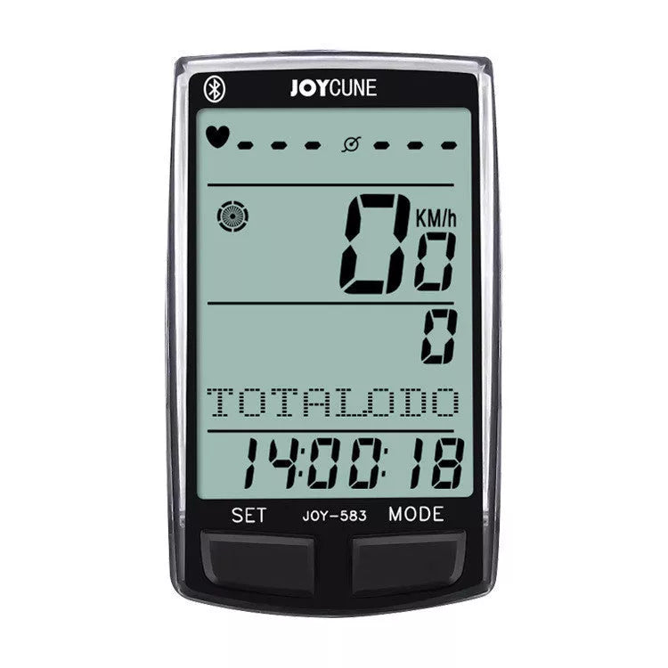 SD583 Wireless Bicycle Speedometer with large backlit LCD screen on a bike handlebar