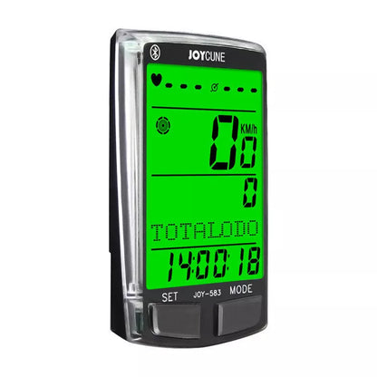 SD583 Wireless Bicycle Speedometer with large backlit LCD screen on a bike handlebar