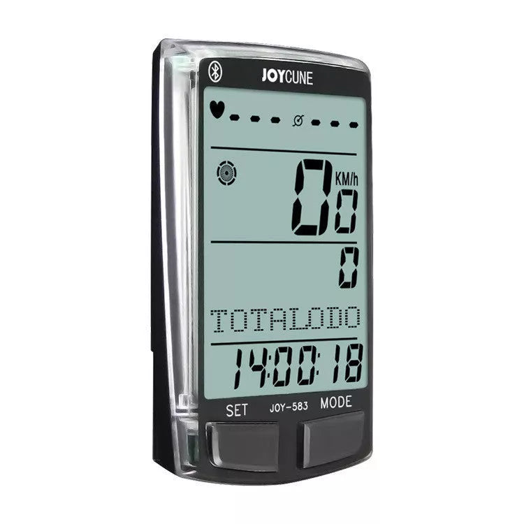 SD583 Wireless Bicycle Speedometer with large backlit LCD screen on a bike handlebar