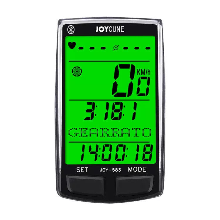 SD583 Wireless Bicycle Speedometer with large backlit LCD screen on a bike handlebar