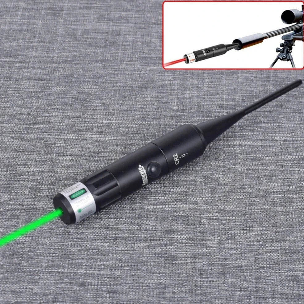 Black aluminium green laser sight with adjustment dials for firearm mounting