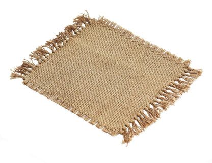 Handmade ephedra jute rug with non-skid base and fringed edges, sizes 35x55cm to 35x250cm for natural floor insulation