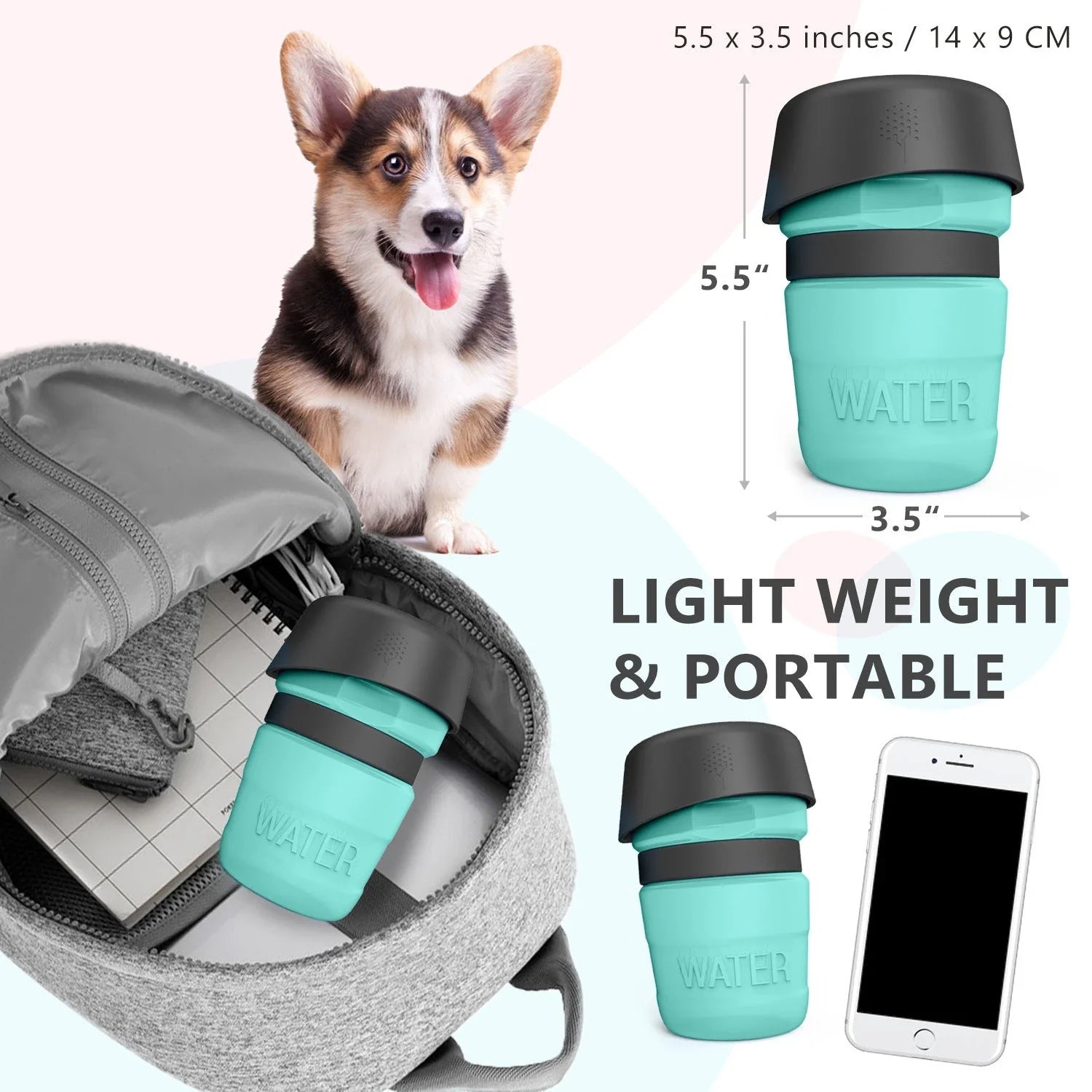 Leakproof foldable dog water bottle with built-in water bowl for convenient hydration on the go
