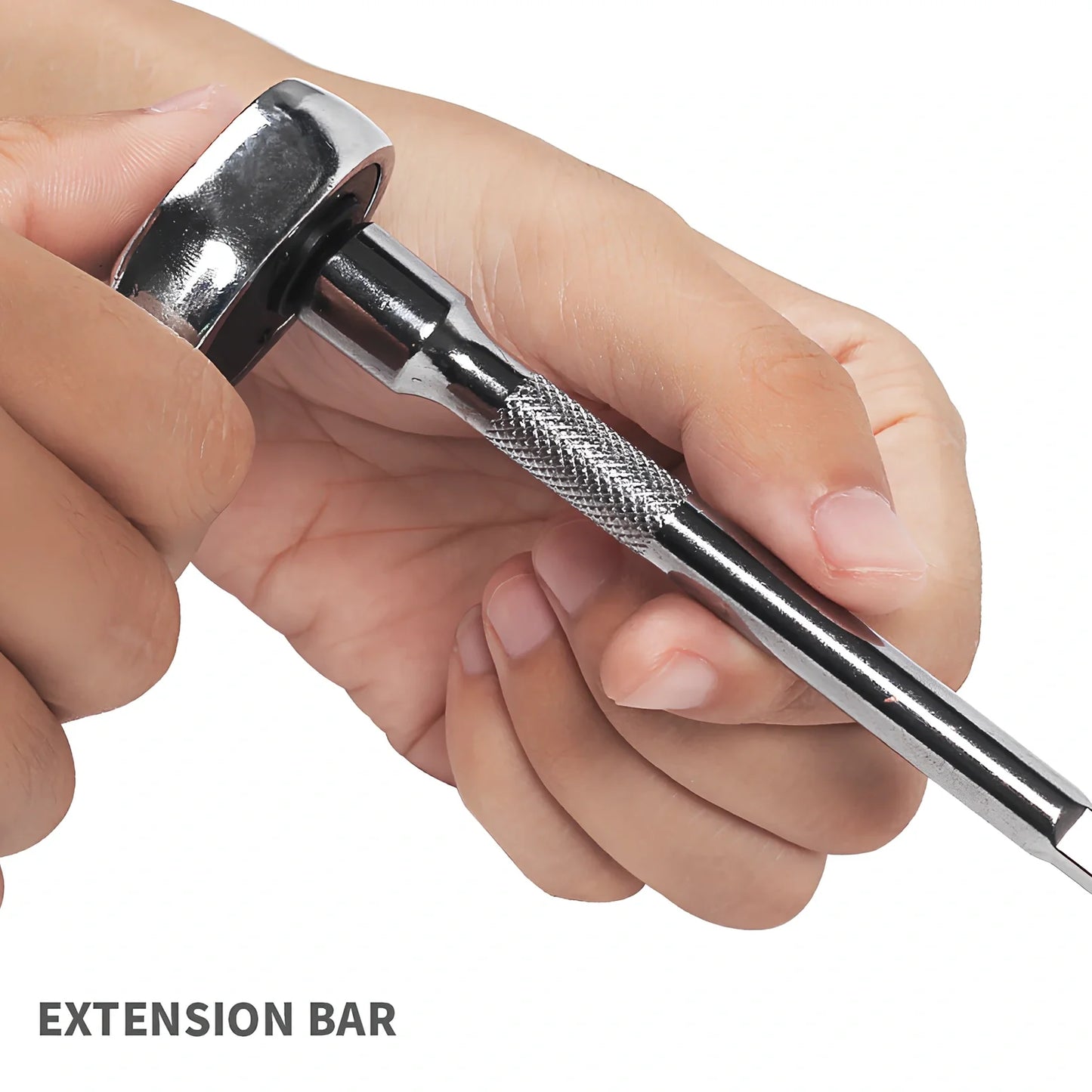 46-piece metric socket set in green storage box with alloy steel tools for automotive repairs