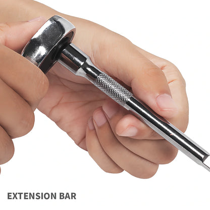 46-piece metric socket set in green storage box with alloy steel tools for automotive repairs