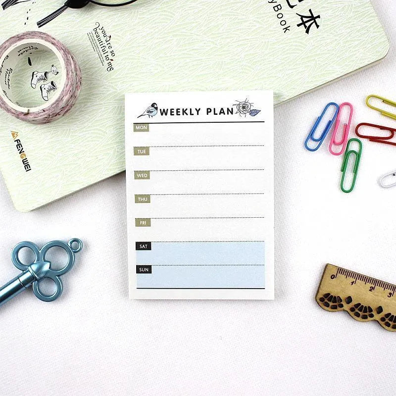 Compact work plan diary showing four design style options for time, daily, weekly, or monthly planning